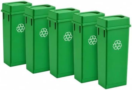 23 Gallon Slim Jim Rectangular Green Recycling Bin with Swing Lid | 5 PACK