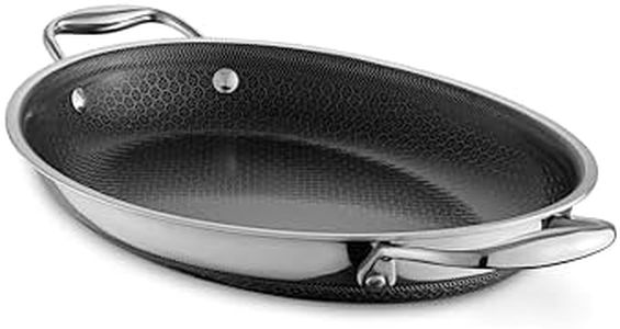 HexClad Hybrid 12.5 x 9 Inch Oval Roasting Pan, Dishwasher-Friendly, Oven-Safe Up to 900°F, Compatible with All Cooktops