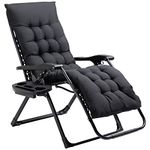 Outsunny Padded Zero Gravity Chair, Folding Recliner Chair, Patio Lounger with Cup Holder, Adjustable Backrest, Removable Cushion for Outdoor, Patio, Deck, and Poolside, Black