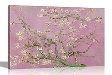 Artley Prints Pink Almond Blossom by Vincent Van Gogh Canvas Wall Art Prints l Landscape Framed Pictures for Living Room, Office, Bedroom Artwork Extra Large 101 x 76cm (40 x 30 inches)