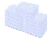 A & B TRADERS Premium Cotton Face Cloths Flannels Washcloth 12-Pack 500 GSM Ring Spun Soft Absorbent 30 x 30cm Towels (White)