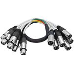 Seismic Audio - SARLX-6x2-6 Channel XLR Colored Mutil-Patch Snake Cable 2 Feet - Shielded Audio Frequency Control Cable Snake 2'