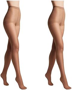 Conte elegant Pack de 2 pantis de mujer resistentes semimate - pantis de mujer finos con bragas marcadas - liso SOLO 20 color Marrón Talla 4