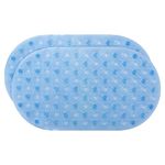 Kuber Industries Bath Mat | PVC Bathroom Mat | Shower Bath Mat | Floor Tub Mat | Bathroom Oval Mud Mat | Anti-Skid Shower Bathroom Mat | Q-01A |Pack of 2| Blue