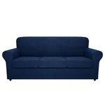 MAXIJIN 4 Piece Extra Large Couch Covers for 3 Cushion Couch Super Stretch XL Sofa Cover Dogs Pet Proof Furniture Protector Spandex Non Slip Couch Slipcover Washable (Extra Large, Navy Blue)