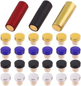 Rustark 54Pcs T-Shape Wine Bottle Cork Stoppers and PVC Heat Shrink Capsules Kit Wine Bottle Resealer Assortment Kit, Reusable Wine Bottle Stopper Sealing Plug Bottle Cap for Wine Bottles DIY Wine Making (Black, Silver, Gold, Blue, Red)