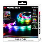 Monster 13ft Multi-Color Flow LED Rainbow Light Strip, Customizable Colors/Flash Modes/Brightness with Included Remote Control, Backlight HDTVs, Bedroom, Xtreme Easy Assembly