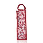 Kuber Industries Bottle Bag | Jute Carry Bag | Water Bottle Cover | Wine Bottle Bag | Reusable Bottle Bag with Handle | Bottle Bag for Office | Gift Bag | Warli-Print | Red