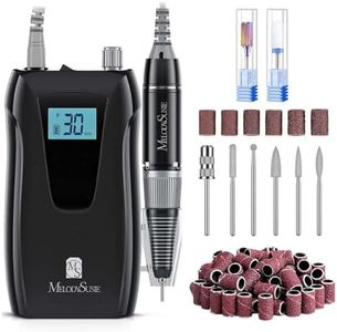 MelodySusie Nail Drill Machine, 30000RPM Professional Rechargeable Nail Drills with 8 Bits and 106 Sanding Bands, Cordless Portable Electric E File for Acrylic Gel Nails, Selene, Black