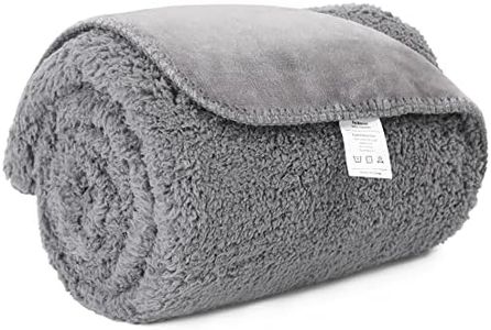 Pawque Waterproof Dog Blanket 50”x60” for Bed, Couch, Sofa, Soft and Warm Sherpa Pet Throw for Large/Medium Dogs, Cats, Reversible Bed Cover Furniture Protector, Machine Washable, Grey