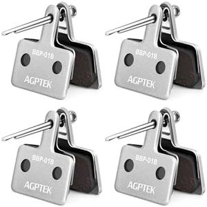 AGPTEK Bike Brake Pads, High-Performance Brake Pads, Disc Brake Pads & Spring (Semi-Metallic) for Mountain Bike Disc Brakes, 4 Pairs Bike Pads, Compatible with TRP Tektro Shimano Deore Br-Silver