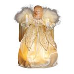 Kurt Adler 10-Light 9-Inch Ivory and Gold Angel Treetop