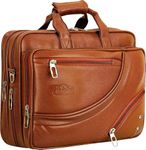 Leather World Vegan Leather 15.6 Inch Laptop Office Briefcase Messenger Bag Satchel for Men and Women, with Adjustable Strap and Expandable Bottom (Orange)