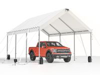 10 * 20 Heavy Duty Carport Canopy - Extra Large Portable Car Tent Garage with Adjustable Peak Height from 9.5ft to 11ft,Removable Roof &Side Walls for Car, SUV,Boats