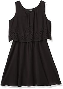 Amy Byer Girls' Popover Georgette Dress, Black, 12