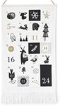 WeeGallery Christmas Countdown Advent Calendar, Fabric, Winter Animals Designs - 24 Pockets, Natural Organic Cotton, Reusable Quality, Xmas Holiday Wall Decoration and Storage Bag (Large 36x20)