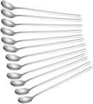 Briout 9 Inches Long Handle Spoon, 12 Pieces Iced Coffee Spoons, Ice Cream Tea Spoons, Premium 18/8 Stainless Steel Cocktail Stirring Spoons for Mixing Milkshake Cold Drink