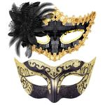 Goenb 2 PCS Masquerade Mask Couples Set, Masquerade Mask for Women Men Mardi Gras Mask Masquerade Ball Mask for Costume Party