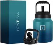 IRON °FLASK Sports Water Bottle - Gallon Series - 2 Lids (Straw and Spout), Leak Proof, Vacuum Insulated Stainless Steel, Double Walled, Thermo Mug, Metal Canteen Jug Growler - Dark Night, 84 Oz