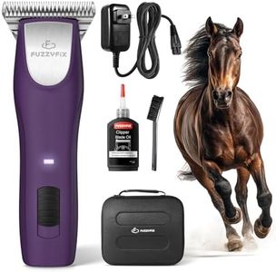 FuzzyFix Professional Horse Clippers Cordless Low Noise, Detachable Wide Blade 2 Speed Grooming Clippers Kit for Thick Coat Long Hair, Heavy Duty Electric Horse Trimmer for Livestock Dogs Cats