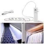 WOBANE LED Wardrobe Light Motion Activated,Battery Operated LED Strip Lights,Rechargeable Motion Sensor LED Strip,White 2m LED Night Lights for Closet, Stair,Pantry,Counter,Cabinet,Bed,6000K,1 Pack