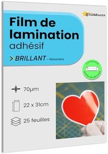 25 fogli A4, 22 x 31 cm, pellicola lucida per laminazione a freddo, fogli laminati autoadesivi per foto e adesivi, compatibili con plotter da taglio