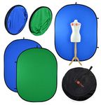 Photography Backdrop Chromakey Green & Blue | Luxlight® | Reversible Collapsible Muslin Pop Up Video Background | Vlogging Portrait YouTube Filming Backdrop Chroma Key (150x200cm, Green/Blue)