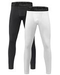 Roadbox 2 Pack Youth Base Layer Leggings -Junior Compression Pants Cool Dry Moisture Wicking Sport Skating Tights for Boys