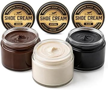 Eagle 3-Piece Leather Shoe Cream Kit – Black, Brown & Neutral Shoe Polish Conditioner Set for Boots, Dress Shoes & Leather Footwear | Recolors, Conditions & Restores Shine