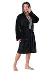 CityComfort Luxury Super Soft Men Dressing Gown Mens Bathrobe, (Black, XL)