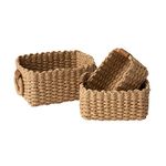 La Jolíe Muse Woven Wicker Storage Baskets, Paper Rope Storage Boxes Bin Organizer Divider for Cupboards Drawer Closet Shelf Dresser, Set of 3 (Desert)