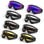 Ukontagood 8 Pack Motorcycle Goggles, Ski Goggles Dirt Bike Goggles, Snowboard Goggles for Adult Men Women Youth