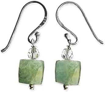 Joyfulmuze Genuine Aquamarine Earrings and Crystals, Natural Faceted Blue Gemstone, Minimal Modern Jewelry, 925 Sterling Silver Earwire, Handmade Jewelry Gifts for Men and Women, 1 Pair