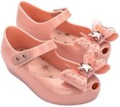 mini melissa Ultragirl Star Mary Jane Flats, Kid Shoes for Babies & Toddlers - Comfy & Cute Peep Toe Jelly Shoes, Ballet Flat for Kids, Adjustable Strap, Glitter Pink, 11