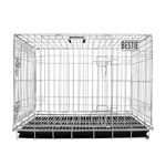 Bestie Foldable Strong Metal Wire Dog/Cats/Rabbits Cage/Crate/Carrier/Kennel with Tray, Double Door, 30 Inch for Medium Dogs, Grey