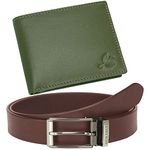 HORNBULL Leather Maddison Green Wallet for Men | Wallet and Belt Combo | Valentine's Day Gift Set for Men BW92124