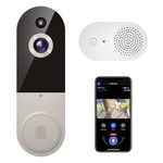 Guggre 1080P Smart Video Doorbell Camera with Chime, Intelligent AI Human Detection, Cloud Storage, Two-Way Audio, IR Night Vision, Live View, Wide Angle Lens, Indoor/Outdoor Surveillance (Linen)