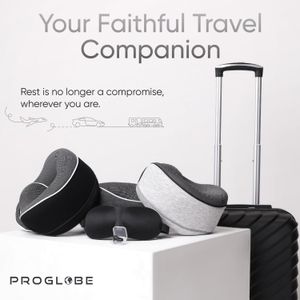 Proglobe Memory Foam Travel Pillow – Grey Neck Support Cushion