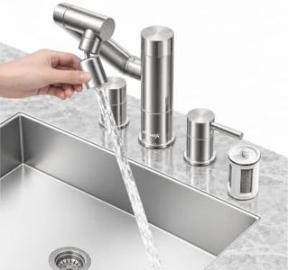 Frizzlife MF1080-X 8-Inch Widespread Bathroom Sink Faucet with Built-In Carbon Block Water Filter, NSF/ANSI 372 Certified, 3-Hole Kitchen Sink Faucet, 1080° Rotating, Stream/Spray, 304 Stainless Steel