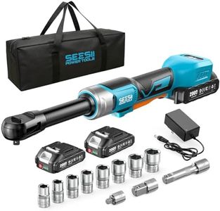 Cordless Electric Ratchet Wrench 3/8", 6" Extended Neck, 3-Speed Adjustable, 74 Ft-lbs Max Torque, 21V Power Brushless Ratchet with 2×2.0Ah Batteries & Fast Charger, 8 Sockets, 1/4"& 1/2" Adapter