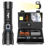 Shadowhawk Torch Lights Rechargeable Torchlight, Led Torch 10000 Lumens XHM77.2 Flash Light with COB Keychain Light, Bright Waterproof Charging Torch Light High Power Flashlight for Trekking Emergency