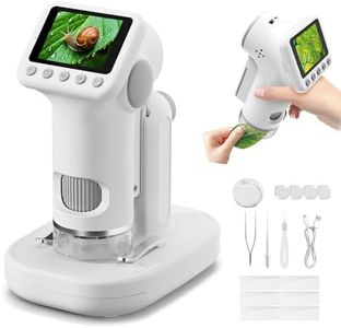 HEWEIMEI 1600X Microscope for Kids, 4K 2.0" Screen Kids Microscopes with Slides Kit Microscope for Toddlers Christmas Birthday Gifts Toys for 3-14 Year Old Children Students (White)