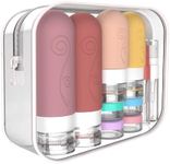 vodvob 16 Pack Travel Bottles Set for Toiletries, TSA Approved Travel Containers Leak Proof Silicone Squeezable Travel Accessories 2oz 3oz for Shampoo Conditioner Lotion Body Wash (BPA Free) (pink)