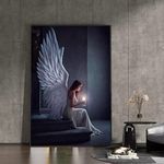 Modern Beautiful Angel Girl Canvas Painting and Angel with Wings Fashion Wall Art Poster Living Room Wall Home Decoration-50x70cm