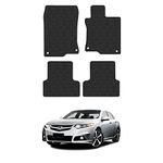 Rubber Car Mats Compatible with Honda Accord (2008-2015) Tailored Fit Rubber Floor Mats Set Accessory Black Custom Fit 4 Pieces with Clips - Anti-Slip Backing, Heavy Duty & Waterproof