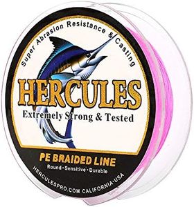 HERCULES Super Cast 100M 109 Yards Braided Fishing Line 70 LB Test for Saltwater Freshwater PE Braid Fish Lines Superline 8 Strands - Pink, 70LB (31.8KG), 0.44MM