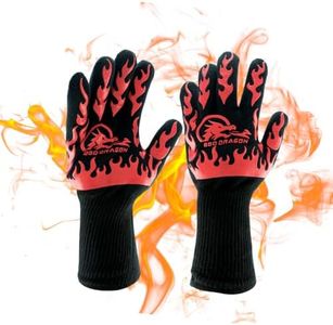 BBQ Dragon Heat Resistant Gloves | High-Temp Oven Mitts & Grill Gloves | U.S. Safety Tested Non-Slip, Insulated Ove Glove | BBQ Gloves, Grilling Gloves, Oven Gloves, Heat Gloves for Charcoal Grill
