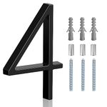 5" Floating Stainless Steel Address House Number, Modern Metal Anti-Rust House Numbers with Nail Kits for Door Garden Mailbox Decor Visibility Signage (4)