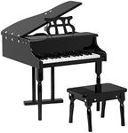 Costzon Classical Kids Piano, 30 Keys Wood Toy Grand Piano with Music Stand and Bench, Mini Musical Toy for Child, Ideal for Children's Room, Toy Room, Best Gifts (Black)