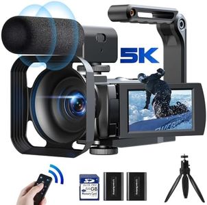 5K Video Camera 56MP Camcorder WiFi Vlogging Camera for YouTube 16x Digital Zoom 3” Touch Screen IR Night Vision Video Recorder with 2 Batteries,64GB Card,Remote,Microphone,Lens Hood,Tripod